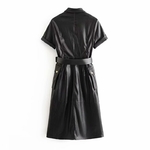 Aachoae-PU-Faux-cuir-robe-femmes-manches-courtes-solide-tenue-d-contract-e-l-gant-tourner