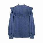 2021-nouveau-printemps-femmes-volants-d-coration-Denim-chemise-Femme-col-montant-manches-longues-Blouse-d
