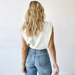 TWOTWINSTYLE-T-shirt-col-roul-pour-femme-mod-le-sans-manches-fronc-couple-ample-minimaliste-v