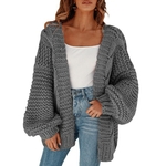 Cardigan-manches-longues-lanterne-pour-femmes-pull-d-automne-d-contract-la-mode-couleur-unie-ouvert