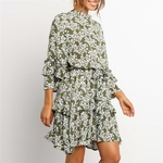 Robe-volants-imprim-Floral-montant-manches-ceintures-pour-femmes-en-mousseline-de-soie-style-Boho-Mini