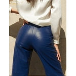 Clacive-pantalon-en-cuir-Pu-bleu-pour-femme-coupe-droite-Slim-taille-haute-Streetwear-v-tements