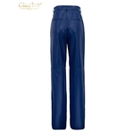 Clacive-pantalon-en-cuir-Pu-bleu-pour-femme-coupe-droite-Slim-taille-haute-Streetwear-v-tements