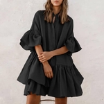 Celmia-Mini-robe-volants-pour-femmes-Sexy-col-rond-demi-manches-chemise-ample-pliss-e-couleur