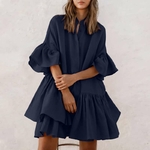 Celmia-Mini-robe-volants-pour-femmes-Sexy-col-rond-demi-manches-chemise-ample-pliss-e-couleur