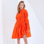 TWOTWINSTYLE-Cordon-Robe-l-gante-Pour-Les-Femmes-Col-Montant-Manches-Longues-D-contract-Robes-L