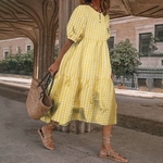 Summer-Dress-VONDA-2021-Women-Casual-Short-Sleeve-Plaid-Printed-Sundress-Loose-Pleated-Mid-Calf-Dresses
