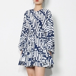 TWOTWINSTYLE-Imprimer-Lacets-Robe-de-Printemps-Pour-Femmes-O-COU-Manches-Longues-Taille-Haute-Mini-Imprim
