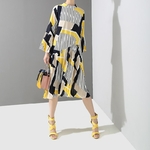 2019-style-cor-en-Femmes-Printemps-Robe-Jaune-Rouge-Genou-Longueur-Ray-Imprim-Femme-Mignon-Usure