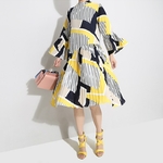 2019-style-cor-en-Femmes-Printemps-Robe-Jaune-Rouge-Genou-Longueur-Ray-Imprim-Femme-Mignon-Usure