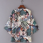 New-Women-Chiffon-Beach-Kimono-Cardigan-Bird-Leaves-Print-Open-Front-Holiday-Loose-Thin-Blouse-Beachwear