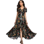 2018-longue-t-Floral-Maxi-robe-femmes-fleur-imprimer-d-contract-Split-plage-robe-dames-l