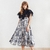 Deuxtwinstyle-t-impression-maille-Patchwork-femmes-robe-Stand-manches-courtes-taille-haute-Hit-couleur-Midi-robes