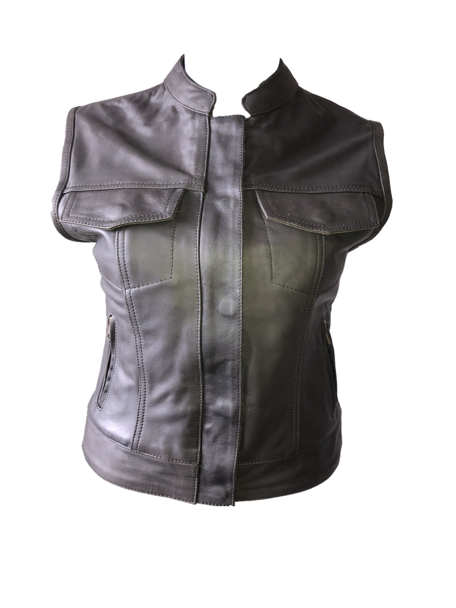 gilet cuir moto femme