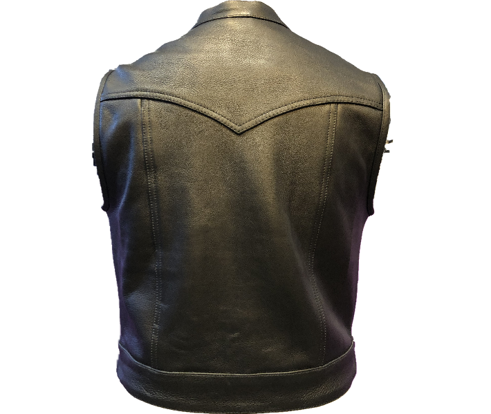 gilet cuir biker col mao