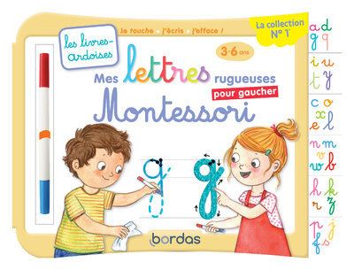 Livre-ardoise : Mes lettres rugueuses Montessori pour gaucher