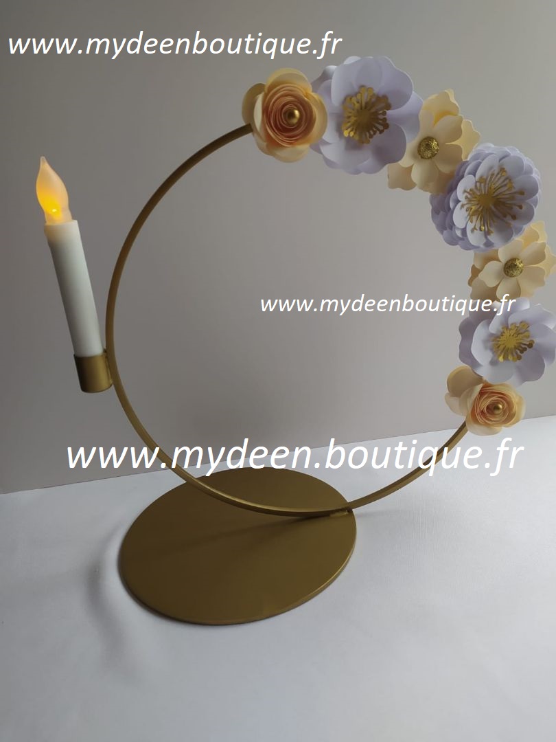 Couronne socle Fleurs & Bougie - Artisanat français