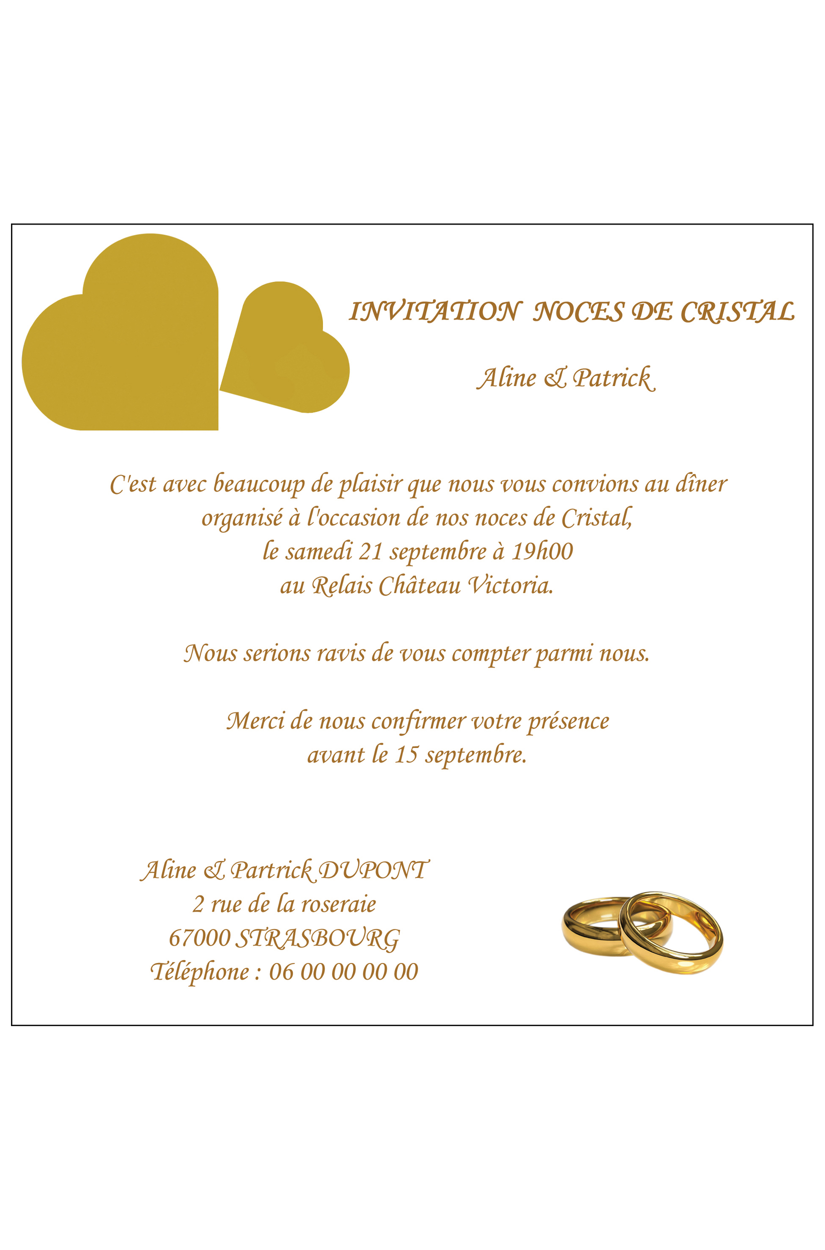 carte invitation anniversaire de mariage Réf 173