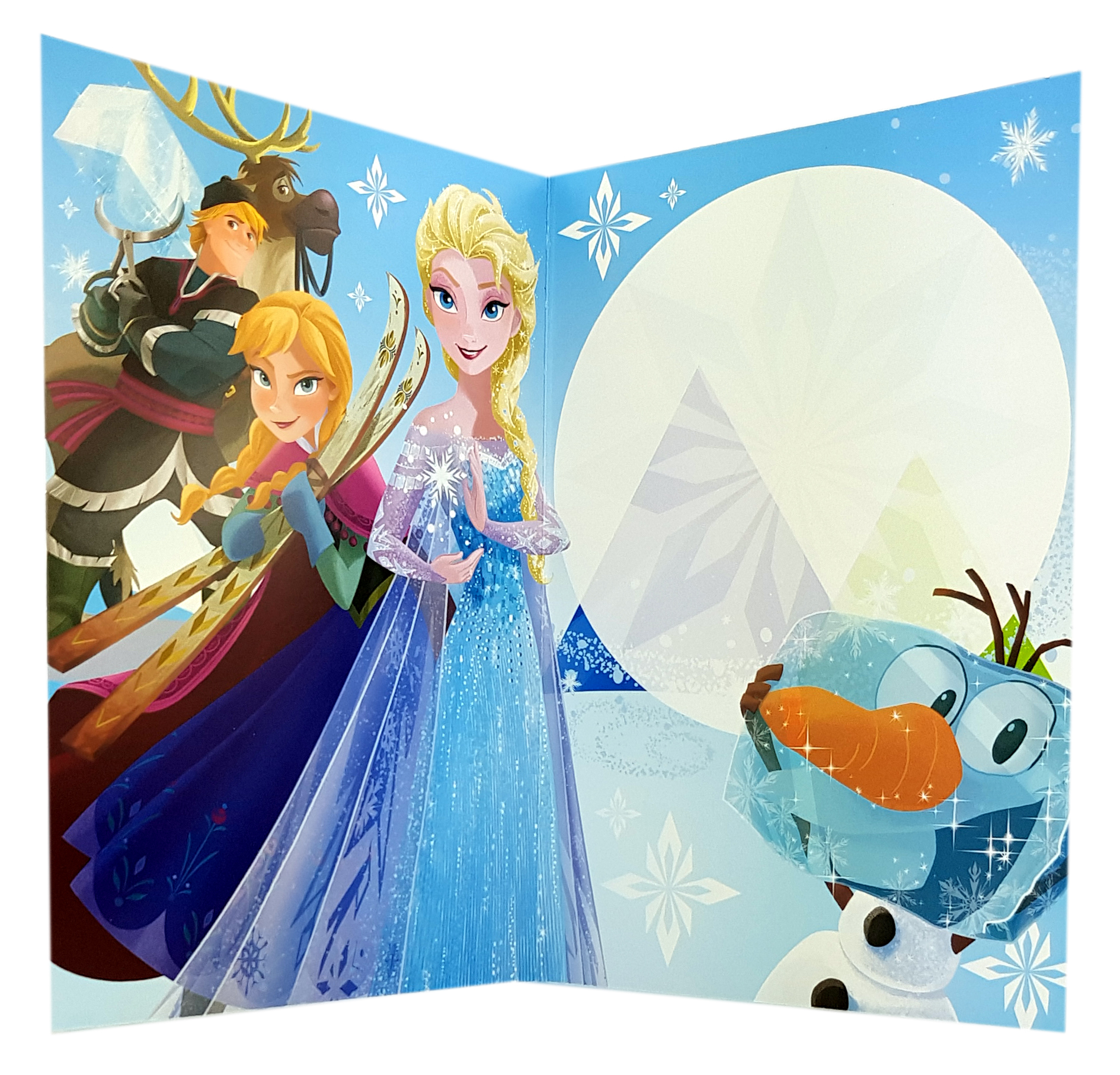 carte personnalisable en menu - Thème La Reine des Neiges Disney avec Elsa, Anna, Sven, Christophe et Olaf