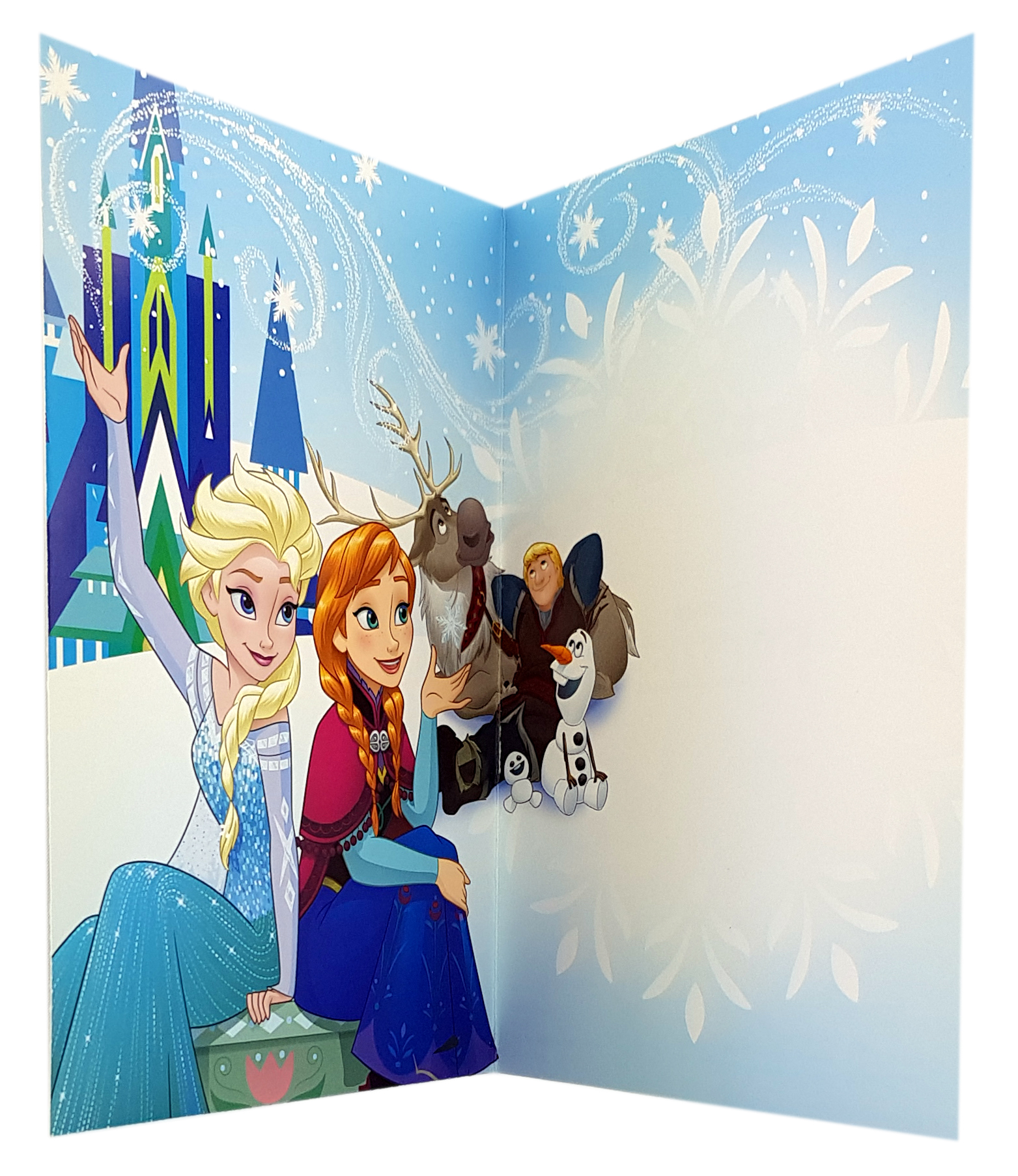 carte personnalisable en menu - Thème La Reine des Neiges Disney avec Elsa, Anna, Sven et Christophe