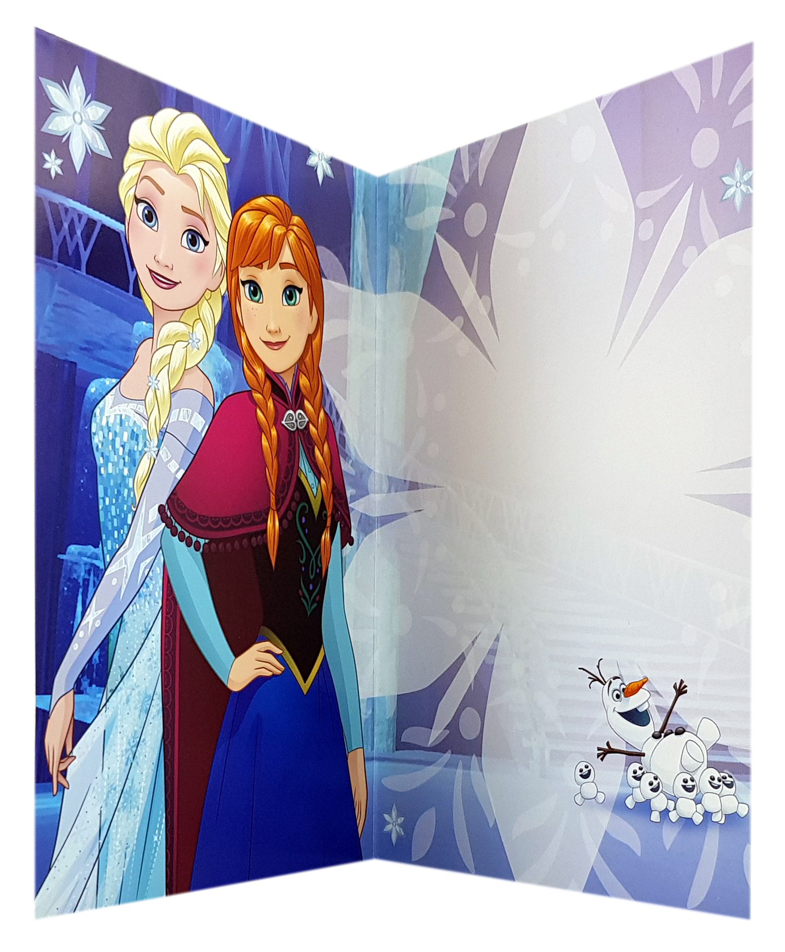 carte personnalisable en menu - Thème La Reine des Neiges Disney avec Elsa et Anna