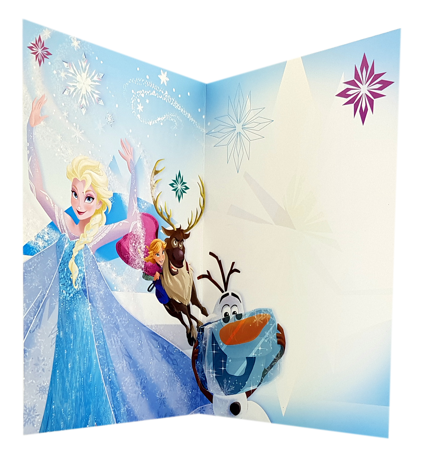 carte joyeux anniversaire La Reine des Neiges Disney avec Elsa, Anna, Sven et Olaf G