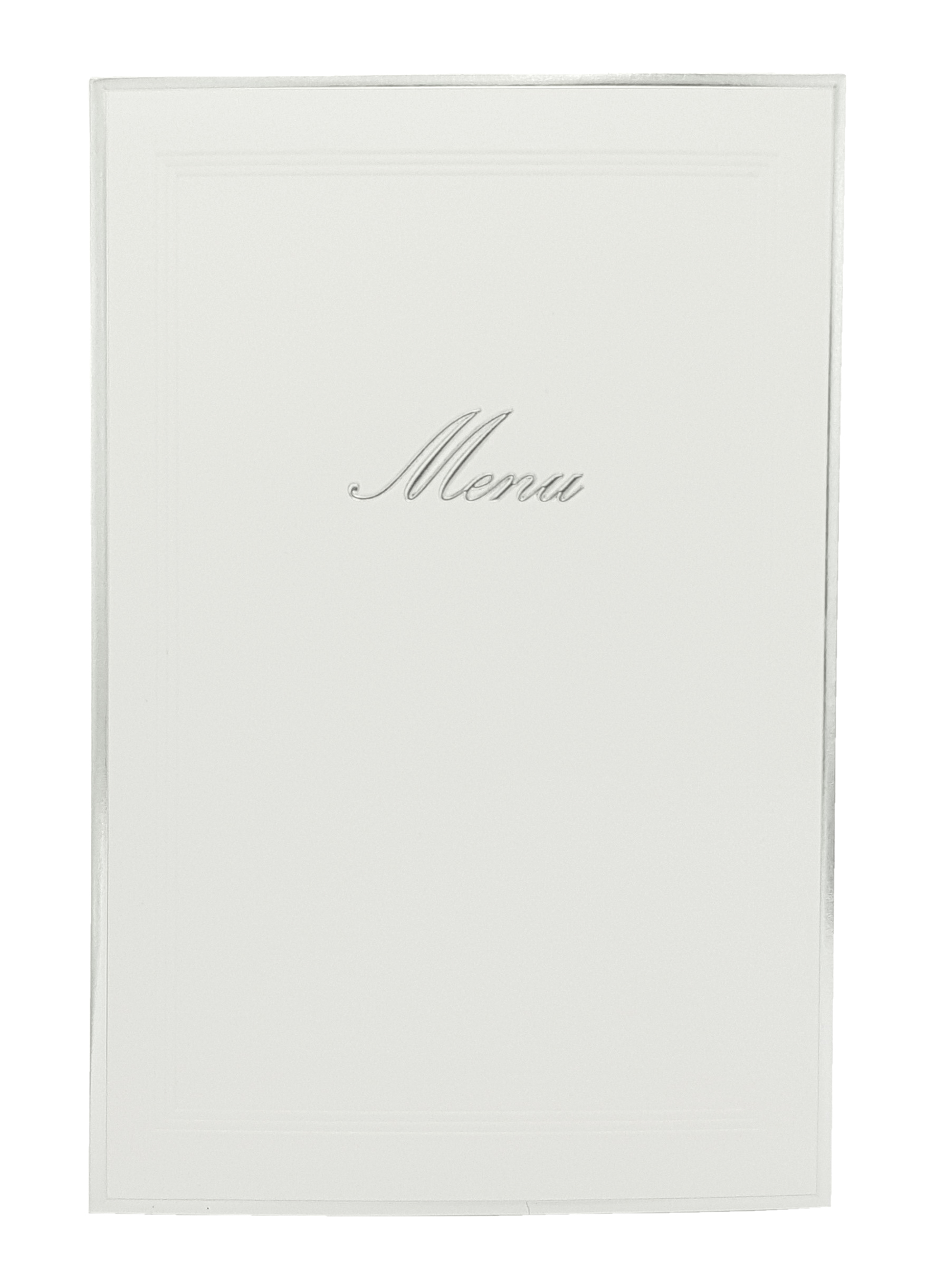Carte de menu blanche - contours argentés. Réf. 393