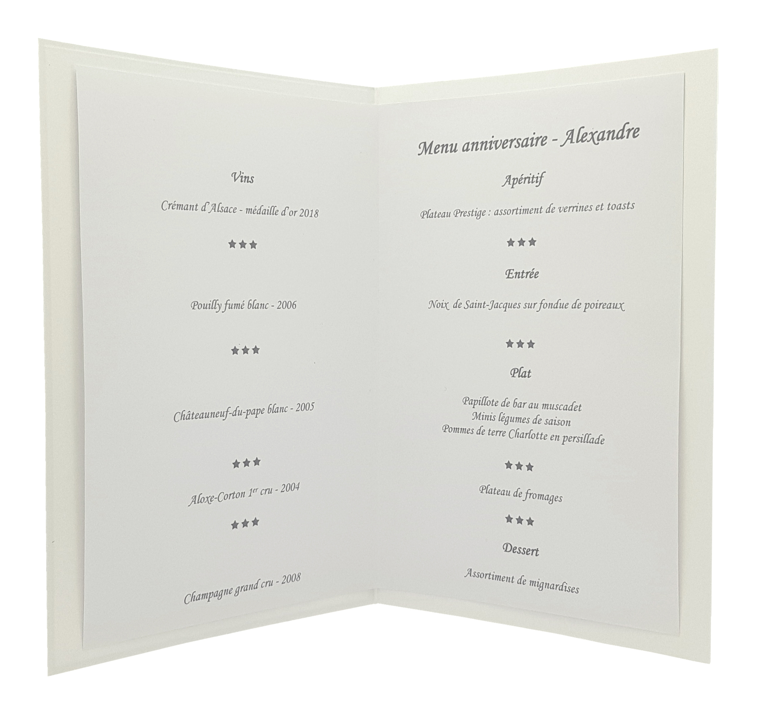 Carte de menu