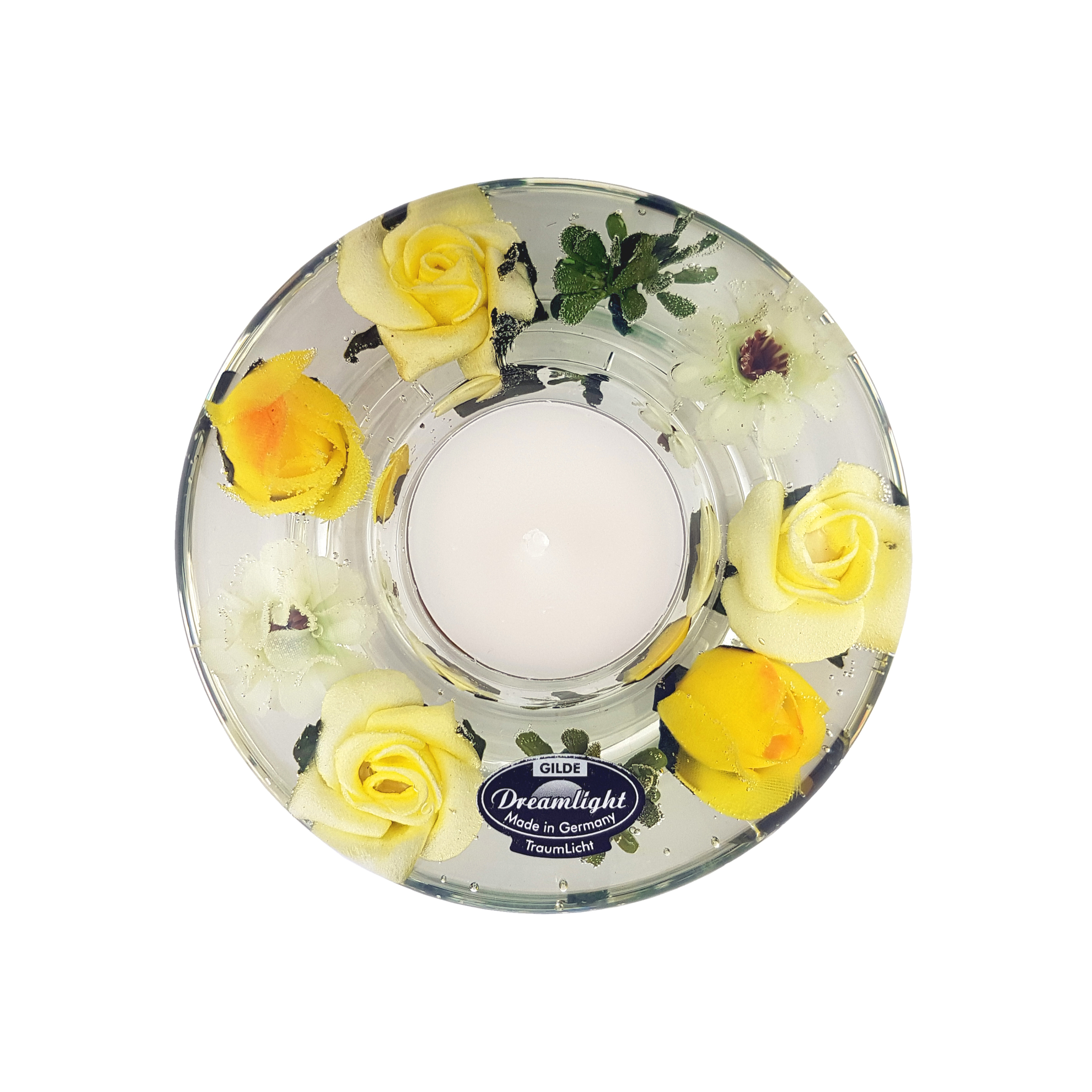 Bougeoir roses jaunes vue haute VF