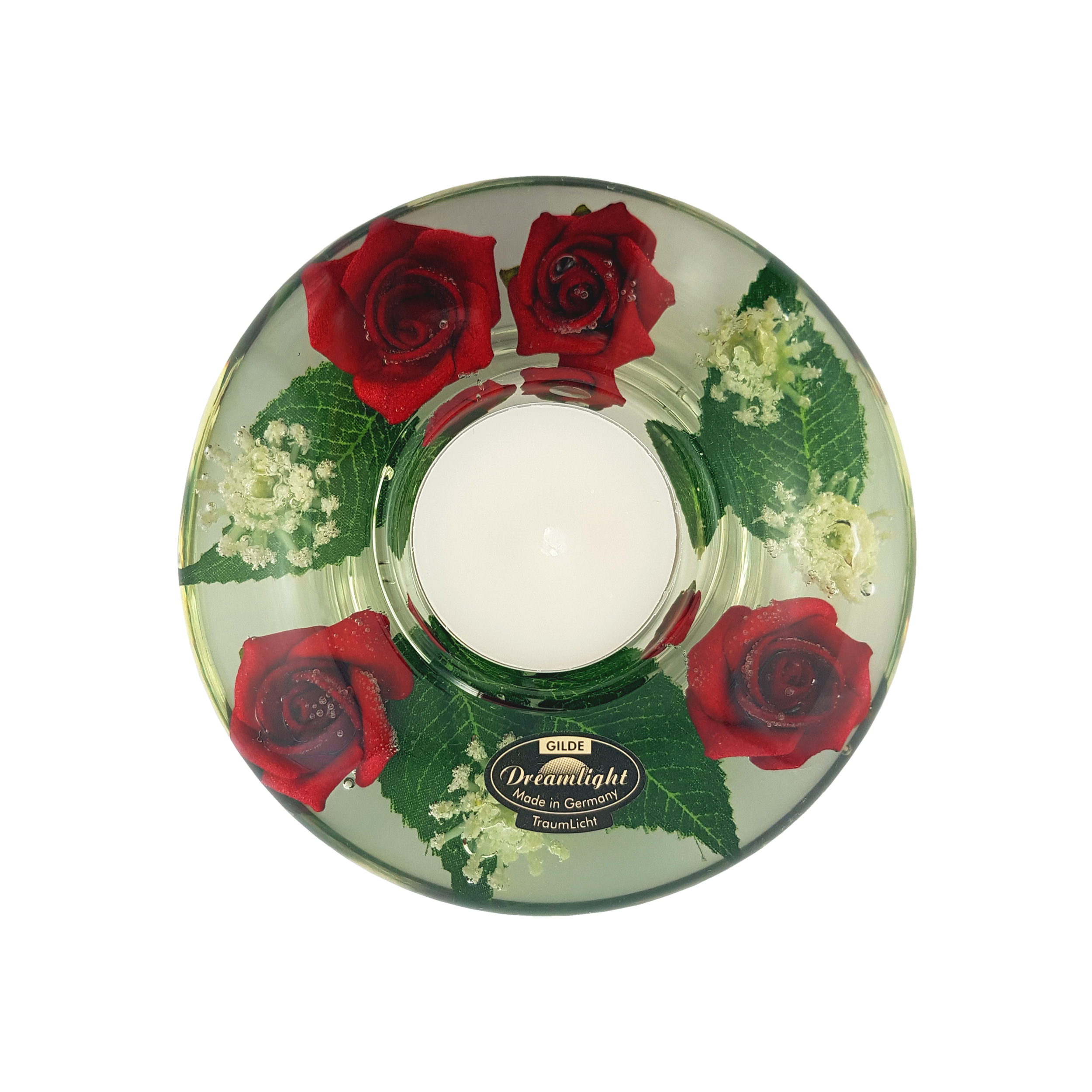 Bougeoir déco roses rouges