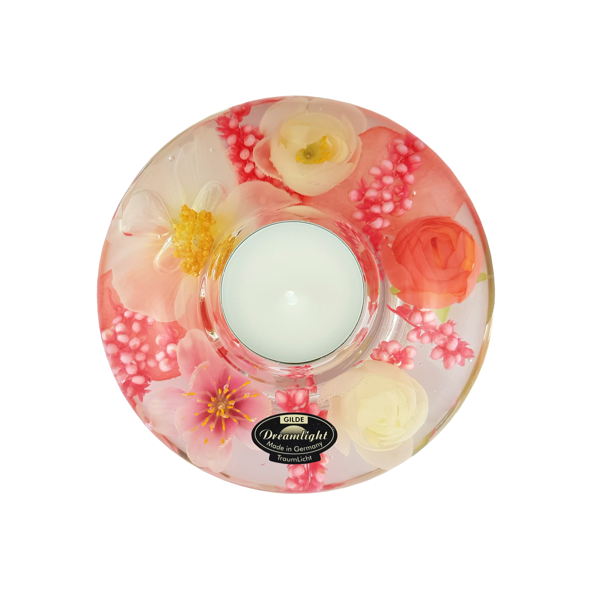 Bougeoir déco fleurs roses