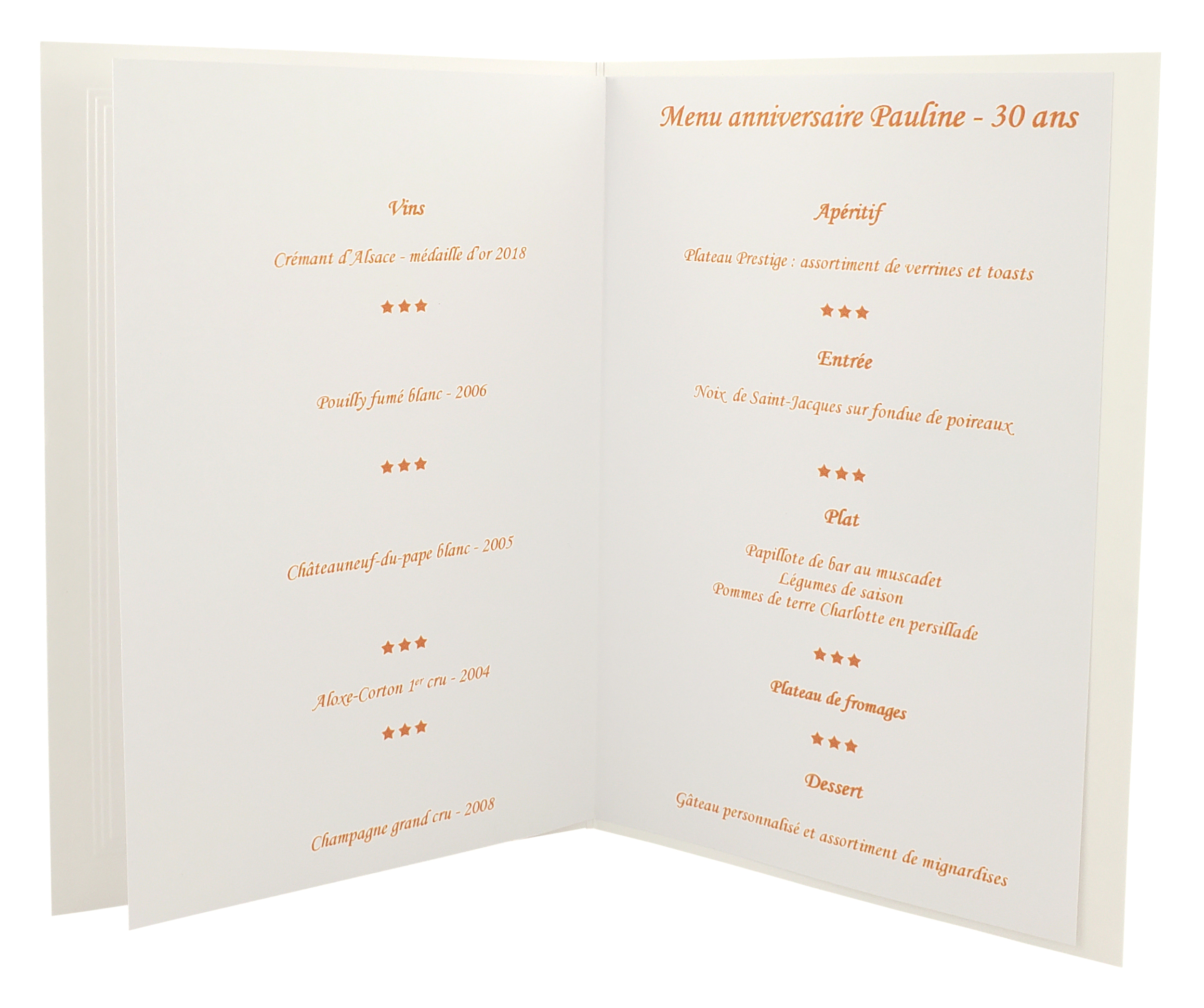 Carte de menu orange