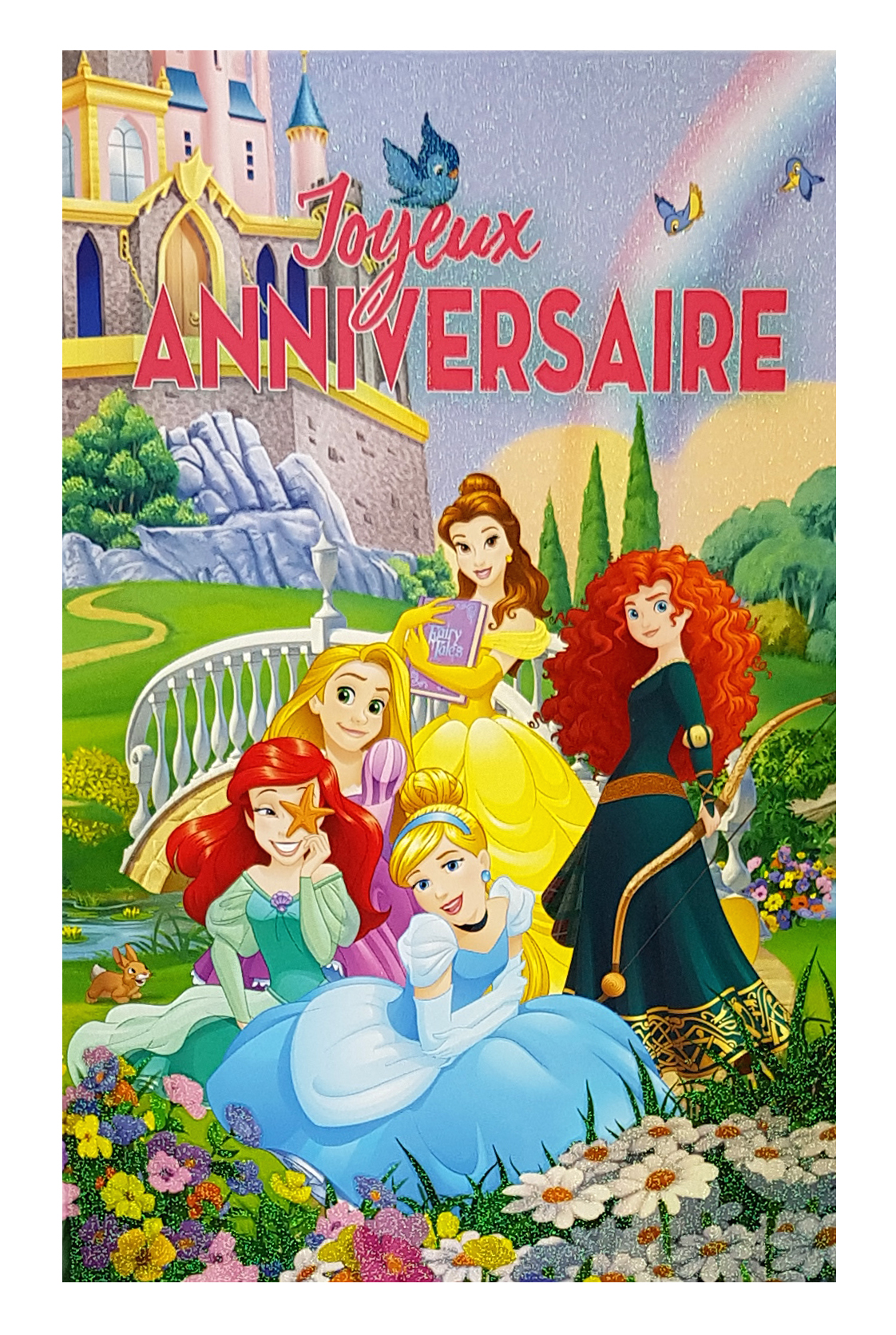 Carte joyeux anniversaire princesses Disney. Réf. 111