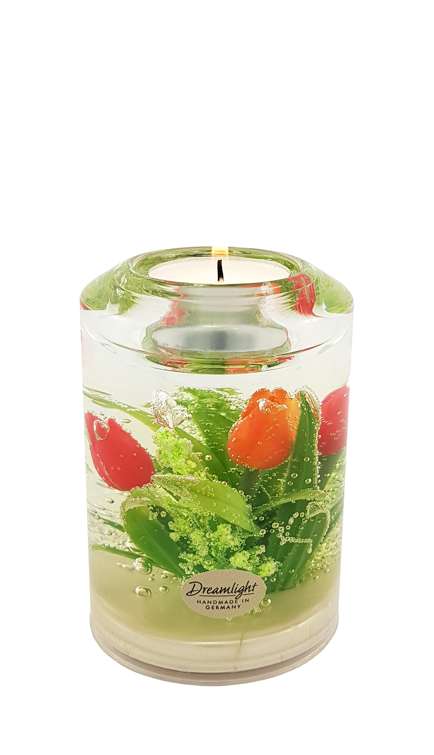 Bougeoir déco tulipes rouges
