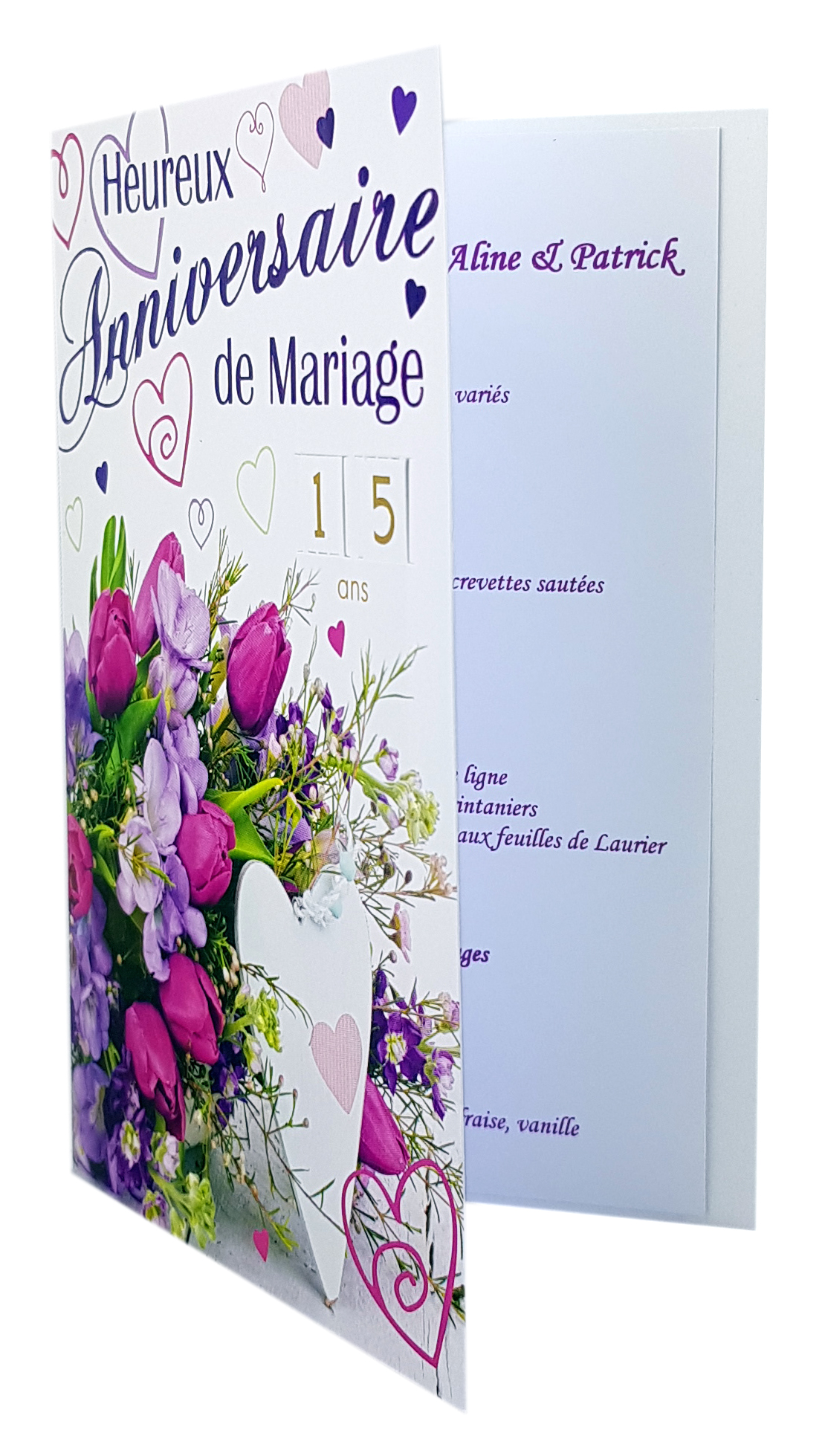 Carte De Menu Anniversaire De Mariage Ref 52 Cartes De Menus A