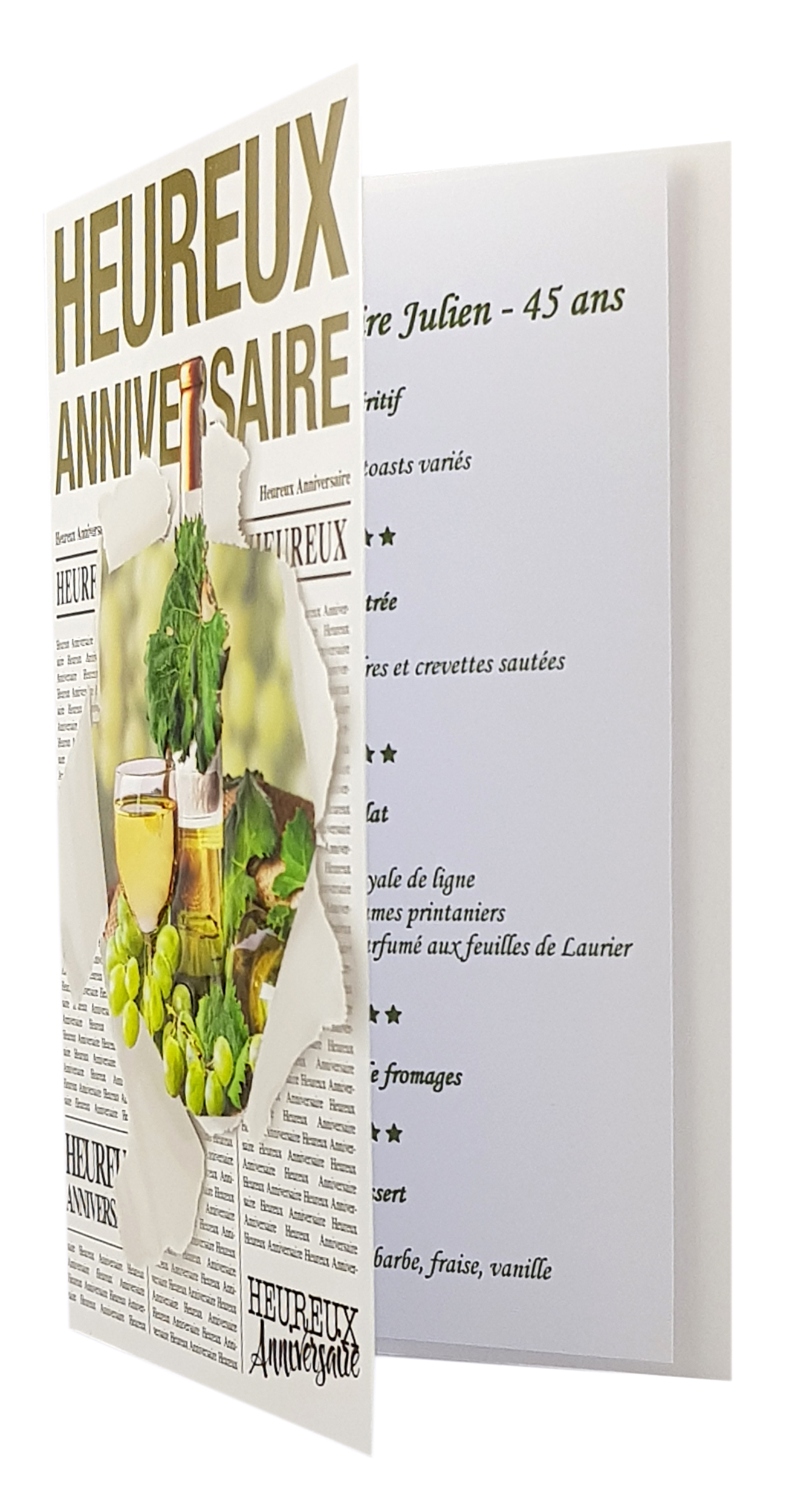 Carte De Menu Anniversaire Homme Vin Blanc Ref 60 Cartes De Menus A Themes Anniversaire Homme Dianne Style