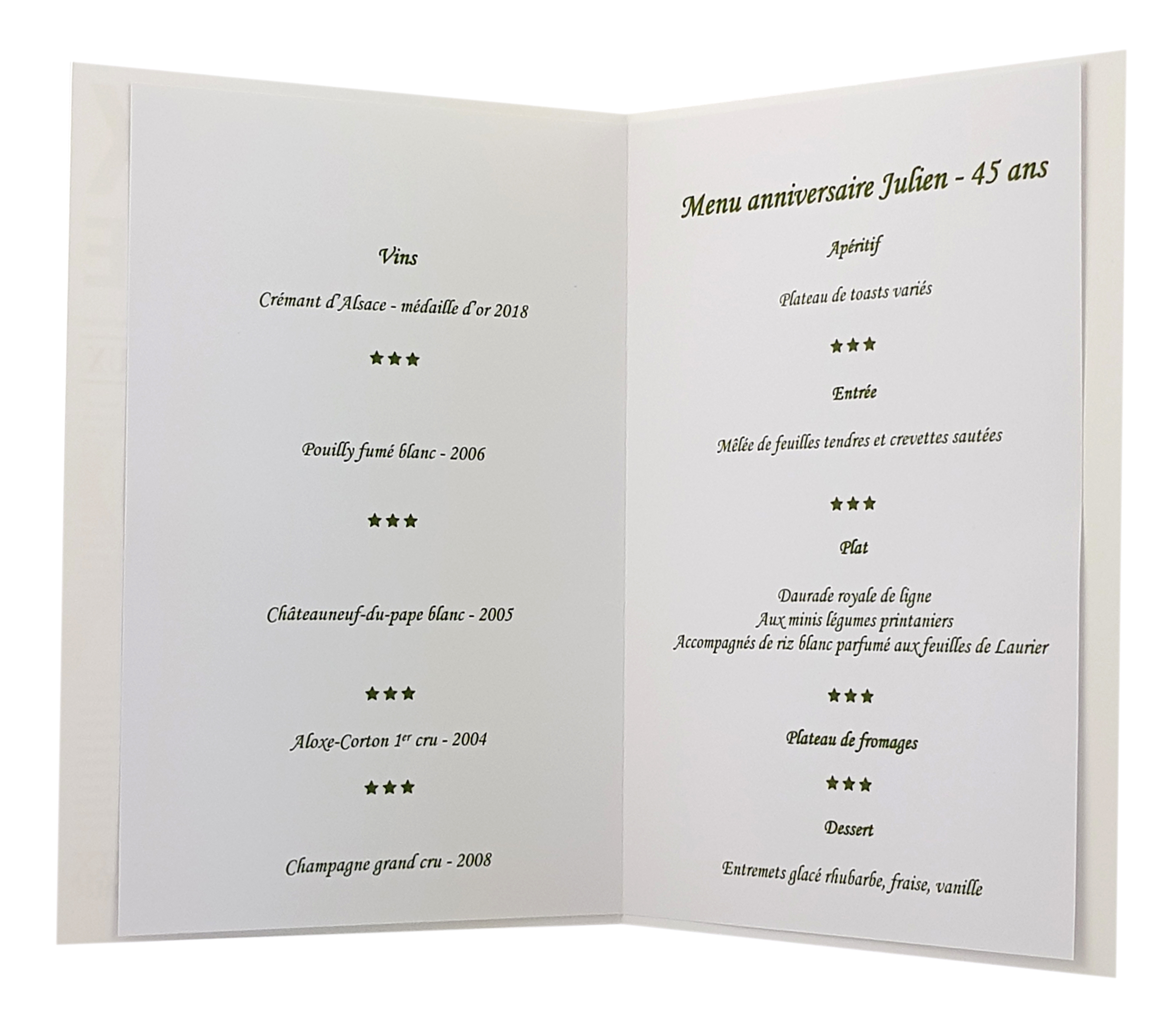 Carte personnalisable en menu - Thème heureux anniversaire homme vin