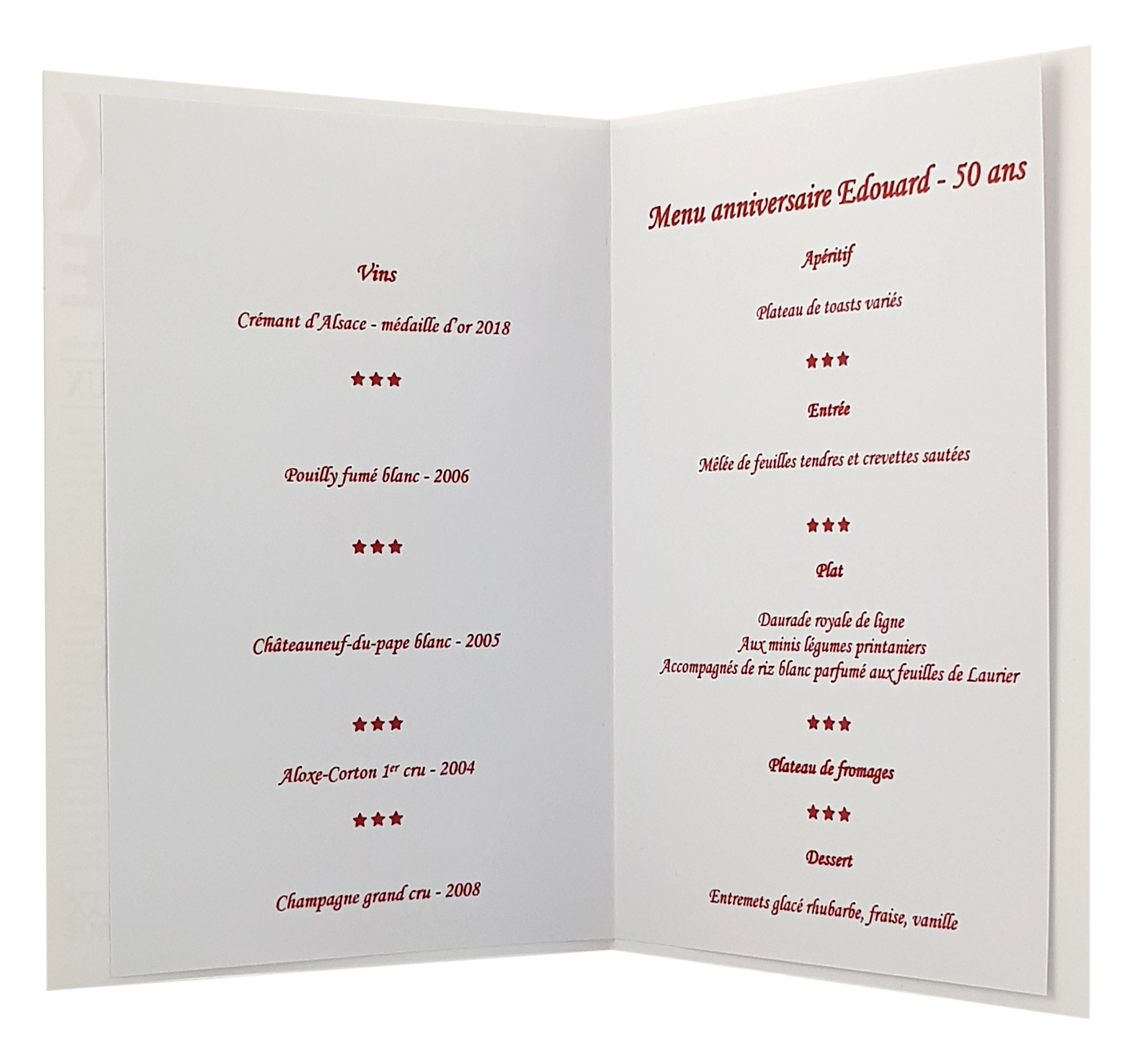 Carte De Menu Anniversaire Homme Vin Rouge Ref 58 Cartes De Menus A Themes Anniversaire Homme Dianne Style