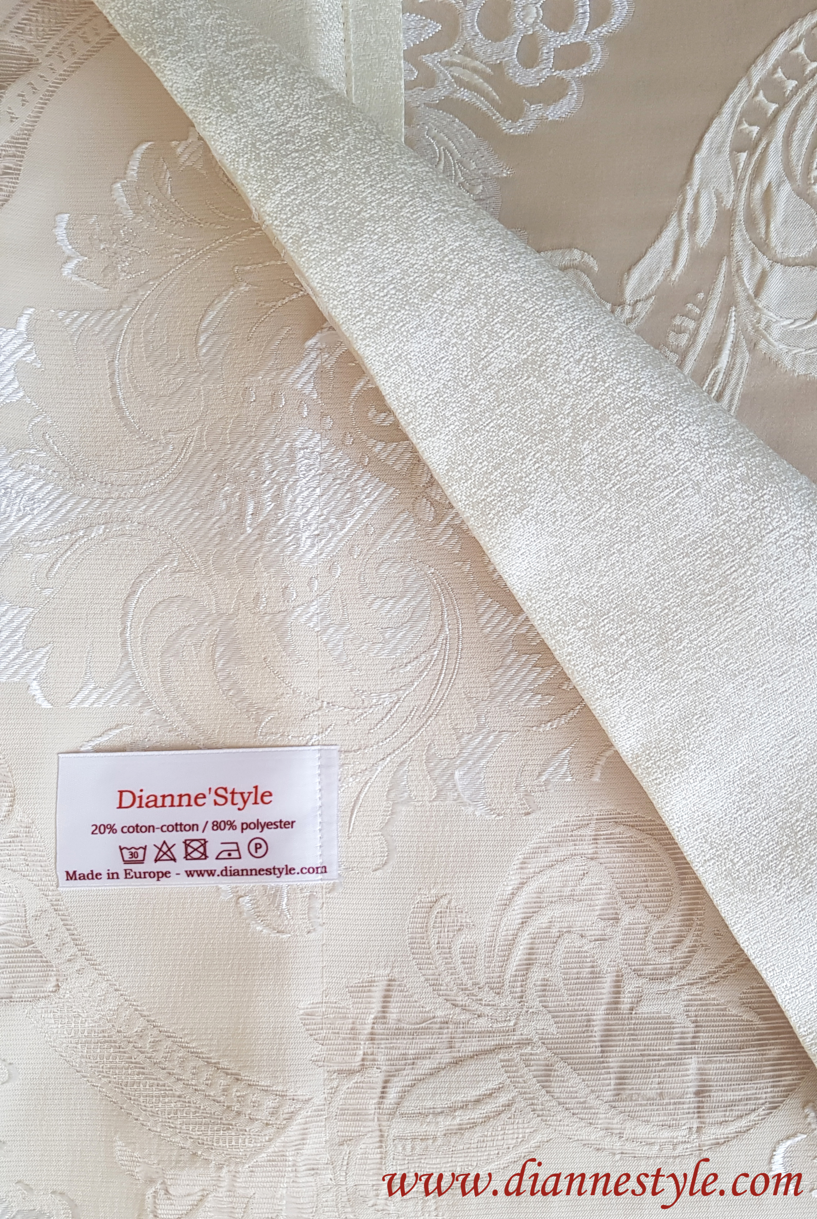 First-Tex Nappe Damassée Ovale En Polyester Vert 160 X 220