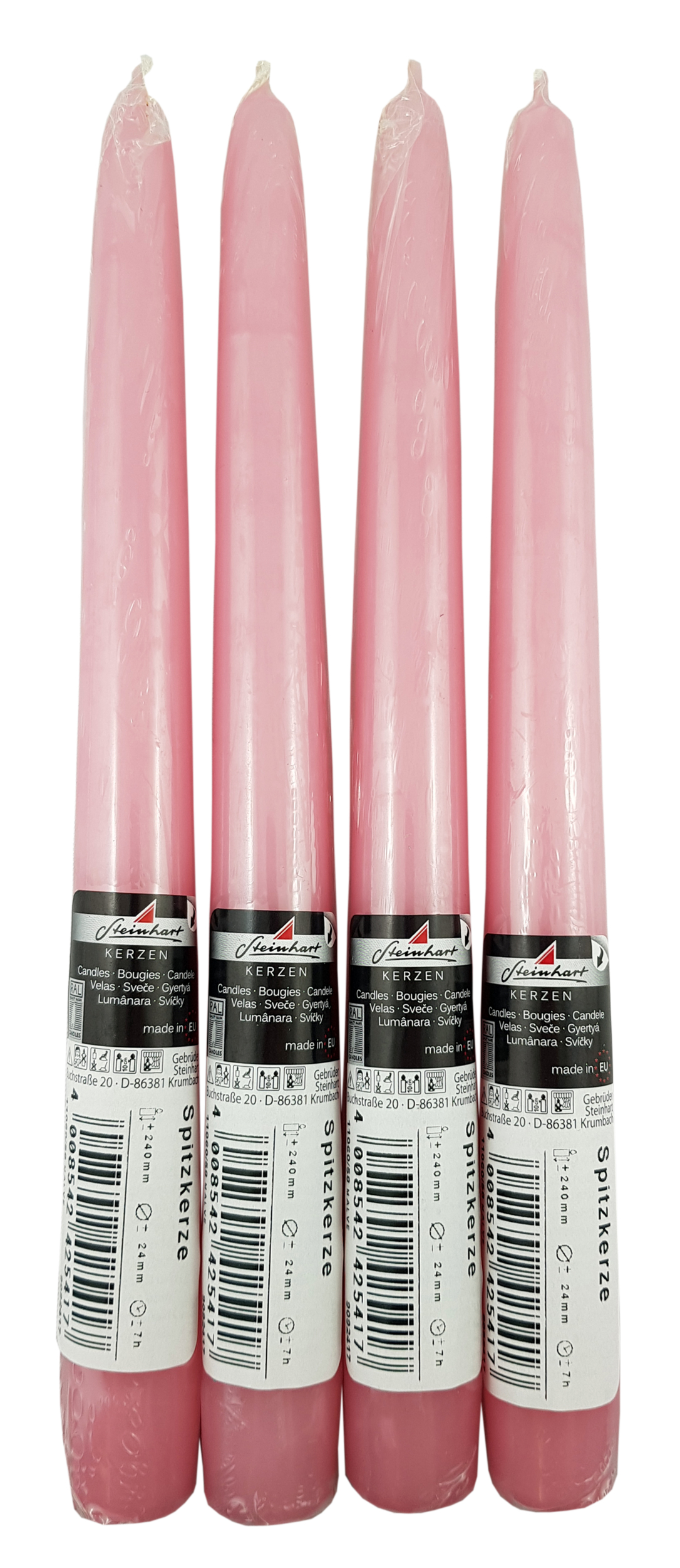 Lot de 4 bougies tubes rose pâle - pm Bougies la Française