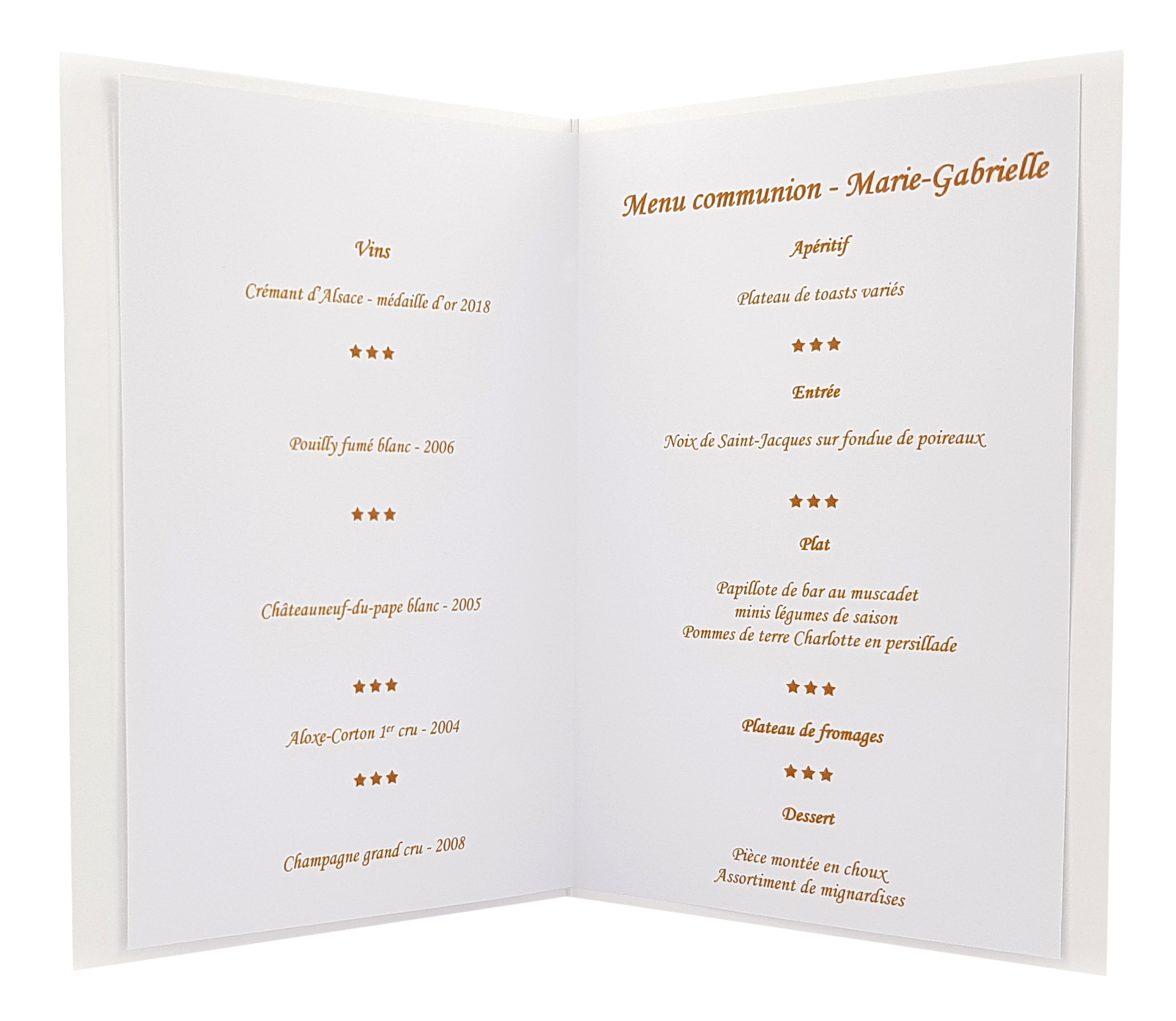 Carte de menu repas communion réception fête 219 C