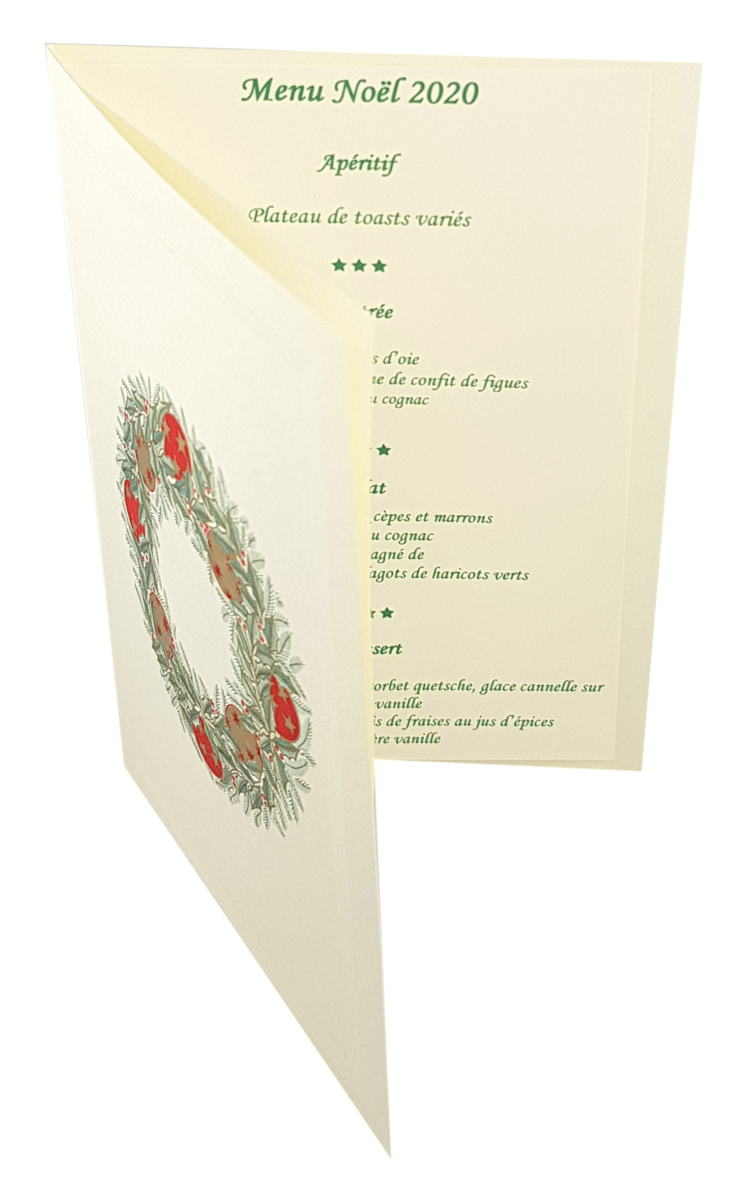 Carte de menu Noël couronne Réf. 269 a