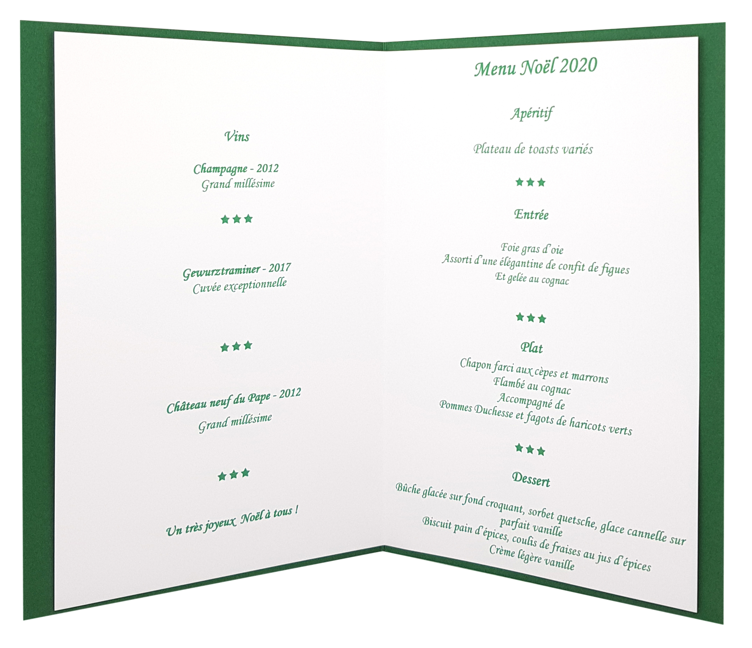 Carte de menu Noël Réf. 271 b