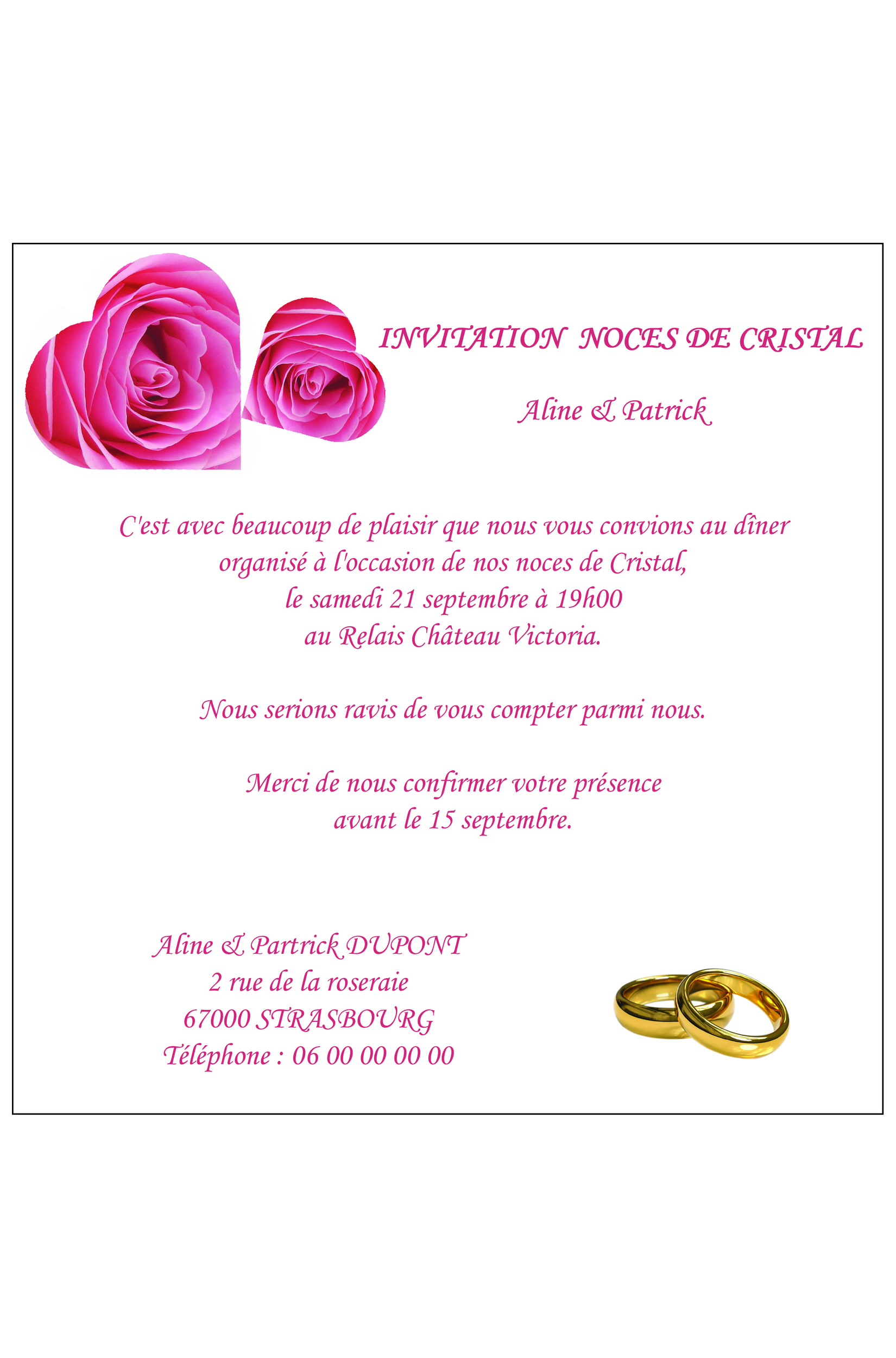 Carte d'invitation anniversaire de mariage Réf. 175