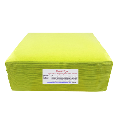 Paquet de 50 serviettes de table Airlaid - Vert citron. Réf. 311