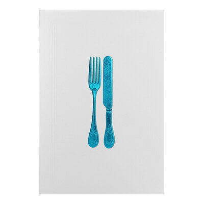 Carte menu couverts bleus face VF1 blanchi