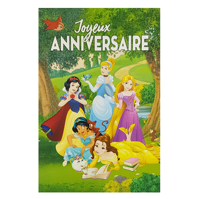 Carte de menu anniversaire princesses Disney. Réf. 110