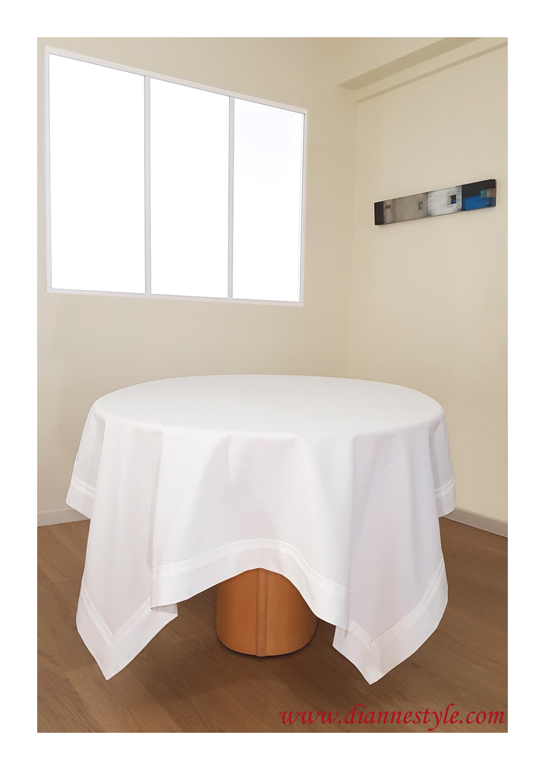 Nappe rectangulaire blanche Gardenia 150x250 cm. Réf. 348 - Linge de  table/Nappes de table - Dianne'Style
