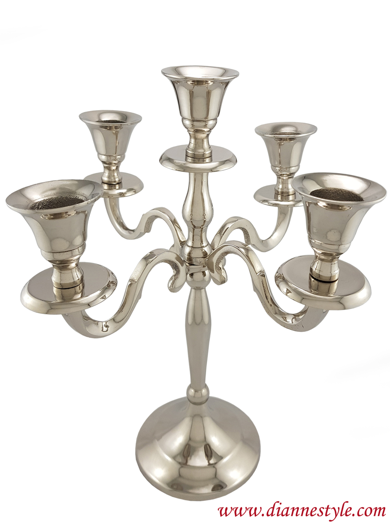 Chandelier 4 bras,5 bougies en zinc et métal argenté,E.P,bougeoir