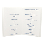 Carte de menu bleu marine